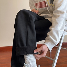 冬季羊羔绒宽松保暖长裤休闲裤高级感垂感裤子男K0002*P55控78，男装休闲裤，星座227-1