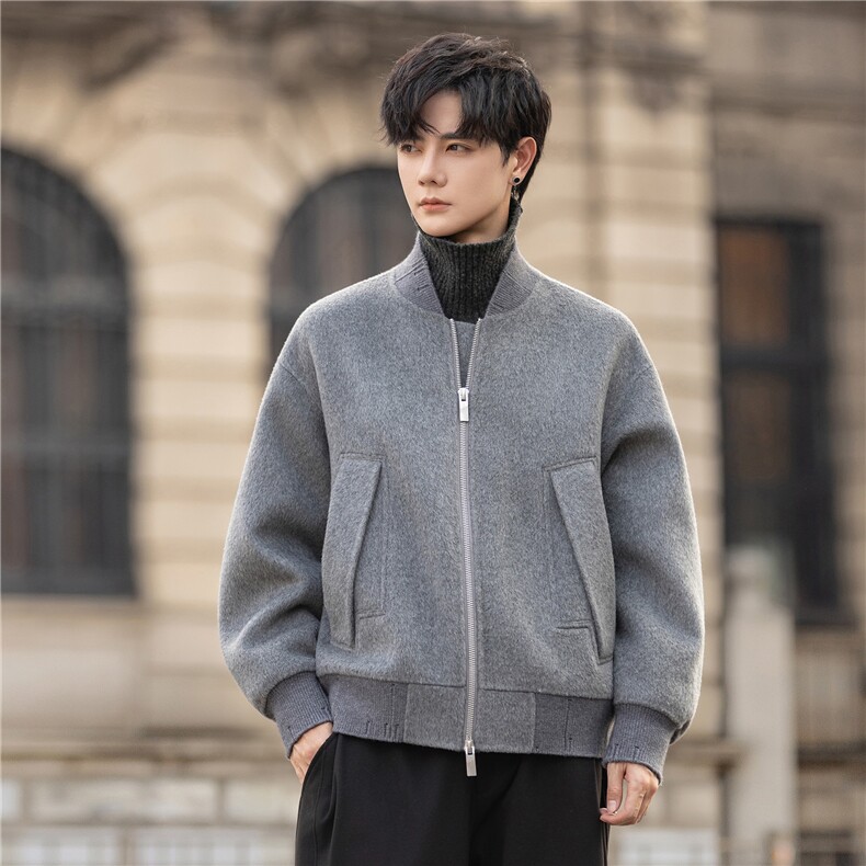 设计师款短外套双面呢休闲宽松羊毛呢夹克男装F5019-P345控598,男装夹克,电商A355（原A415）
