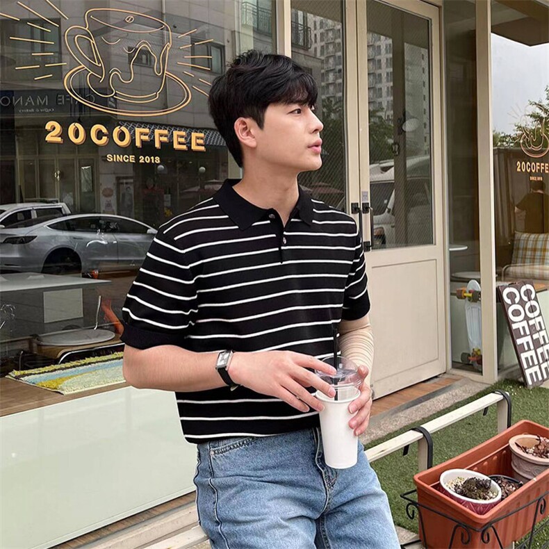 现货~男装短袖polo衫翻领条纹半袖t恤XZ815-4-PL01P45，男装Polo衫，星座716A（原星座815-4）