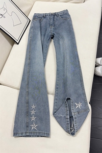 B221 美式ins高街暗黑刺绣修身微喇牛仔裤LK25605-特P45控78图片