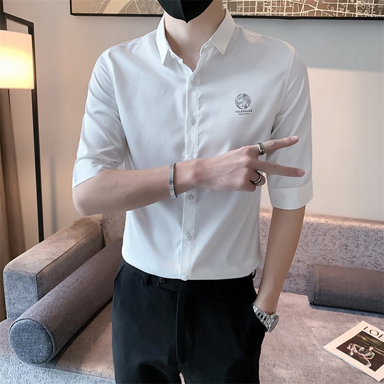 B302CS249P502023夏装新款男士印花七分袖衬衫轻奢社会小伙风,男装衬衫,电商B216（原B302）