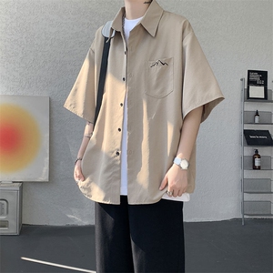 CS1143-特批25 控49 夏薄款冰丝面料大码短袖衬衫防晒透气外套图片