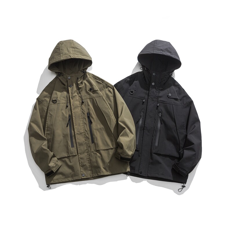 防水防风直播品质户外工装冲锋衣夹克连帽机能宽松版型JK100-P95，男装夹克，星座1408-1