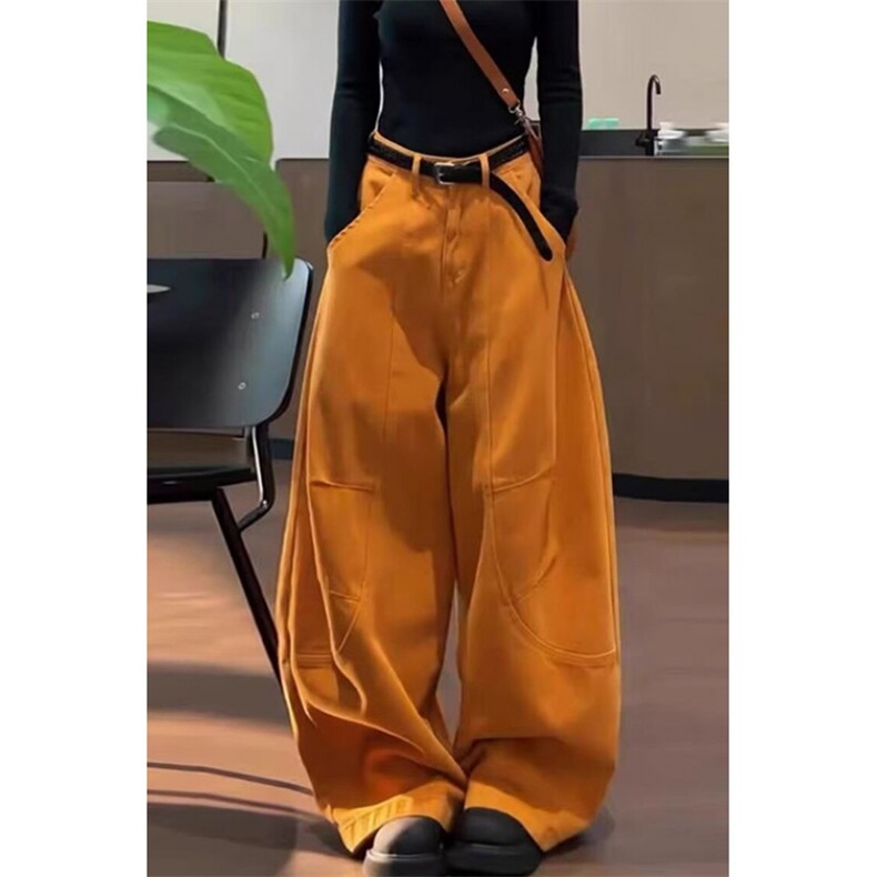 弯刀裤牛仔裤女春秋季2025新款潮阔腿裤子宽松慵懒风 KG015图片
