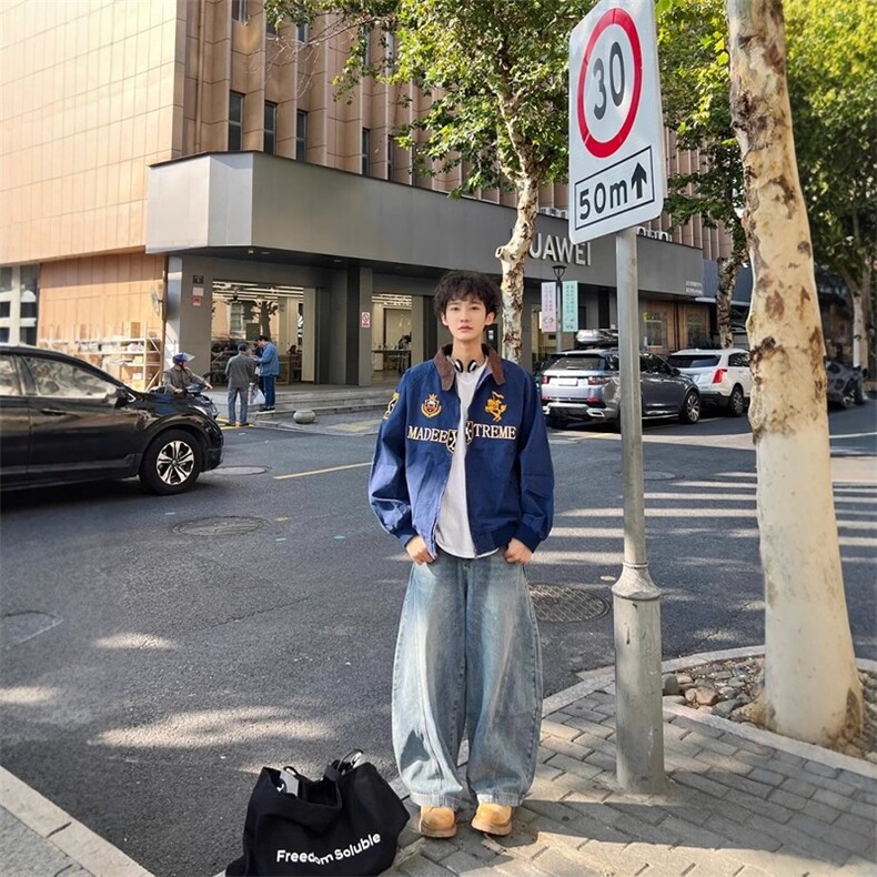 美式复古哈灵顿夹克春秋季做旧高级感宽松工装外套男女~Y1822,男装夹克,星座601-1