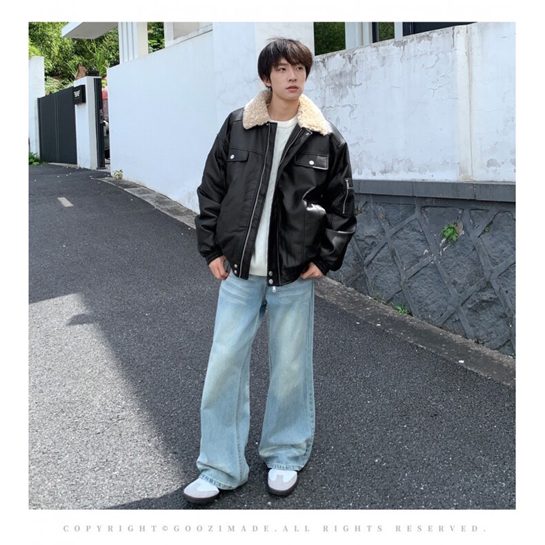 翻领毛领拼接美式复古棉服外套Y216-P78,男装棉衣,星座1109-4