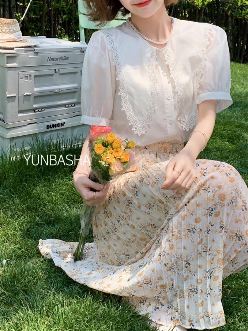 2022韵芭莎夏季新款法式尖尖领上衣，其它，韵芭莎