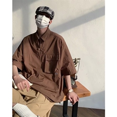 宽松型新款夏季潮慵懒ins男潮流五分袖日系衬衫Q8060P35，男装衬衫，星座1116-2