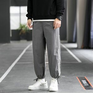 新款休闲裤男侧边条纹韩版潮流抽绳束脚运动裤宽松男裤DS876T图片