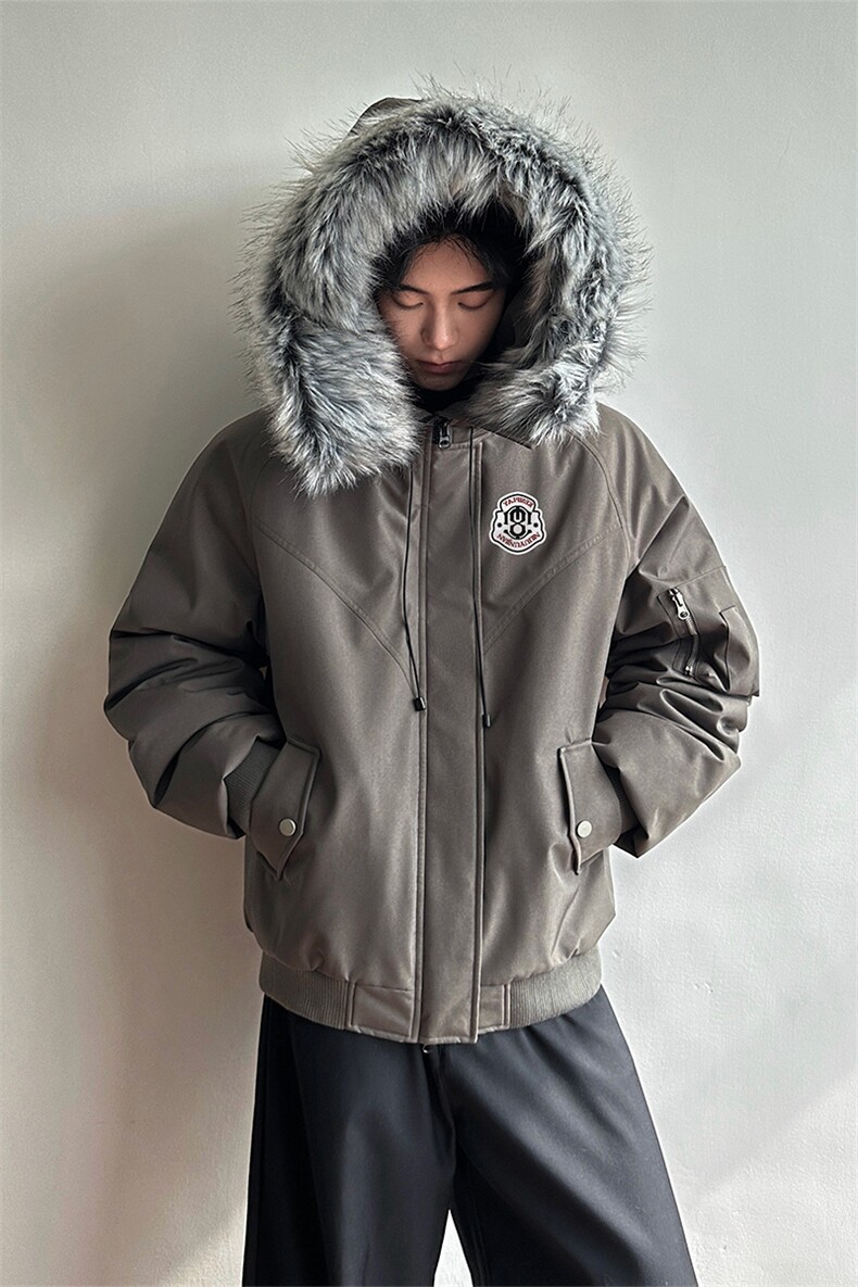 夹棉加厚棉衣烫花可拆卸毛领保暖复古派克服DT53085-TP120208,男装棉衣,电商A102