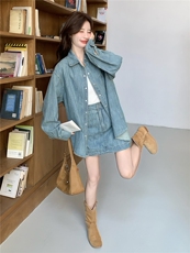 2026春夏复古牛仔休闲套装配腰带P205-K305，女装套装/套裙，网红馆