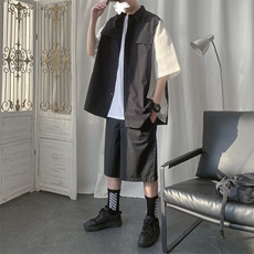 衬衫男生短袖夏季韩版潮流衣服设计感高级感帅气衬衣炸街~C1002，男装衬衫，星座601-2