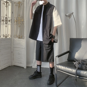 衬衫男生短袖夏季韩版潮流衣服设计感高级感帅气衬衣炸街~C1002图片