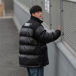 拼接PU皮棉衣加厚棉服立领街头外套ZM073-P110控139图片