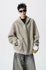 可二开美式条纹连帽拉链卫衣男无影墙S-XL开衫卫衣78113特P65控98，男装卫衣，星座227-7