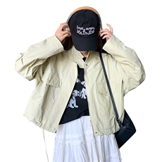 现货韩版休闲百搭显瘦短款风衣外套女2D075-(P140-K195)，女装风衣，2D075
