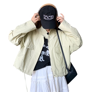 现货 韩版休闲百搭显瘦短款风衣外套女 2D075-(P140-K195)图片