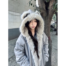 A592-P118麂皮绒猫耳座山雕棉服2025冬季新款美式加厚棉衣外套潮，男装棉衣，星座911
