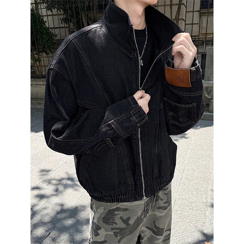 解构水洗牛仔夹克重工分割立领宽松外套男高街5Q1131-TP85控148,男装夹克,电商A102