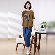 时尚宽松T恤牛仔裤套装女夏装新款韩版休闲两件套，女装套装/套裙，叶笙衣
