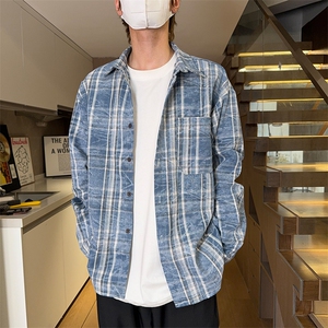 现货 复古晕染格子长袖衬衫女高级感慵懒风外套男 C19-P50 控78图片