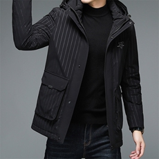 冬季新款男士连帽加厚保暖羽绒服中年爸爸装宽松休闲御寒外套，男装羽绒服，电商B212（原钱塘6029）