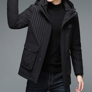 冬季新款男士连帽加厚保暖羽绒服中年爸爸装宽松休闲御寒外套图片