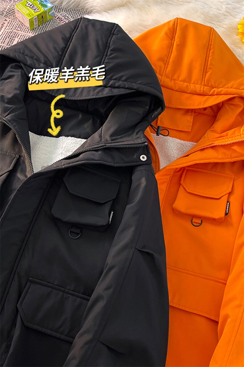 2025冬季新款港风摆拍大码多口袋羊羔毛棉衣M-5XHM22545-P110,男装棉衣,电商A022