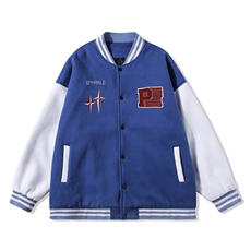 白底春季新款港风小天使印花潮牌拼接棒球服夹克外套G97P65控88，男装夹克，电商A247-1