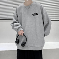 华夫格卫衣圆领卫衣男大码长袖t恤男外套HW76232-P30加绒款-P40，男装卫衣，电商A040