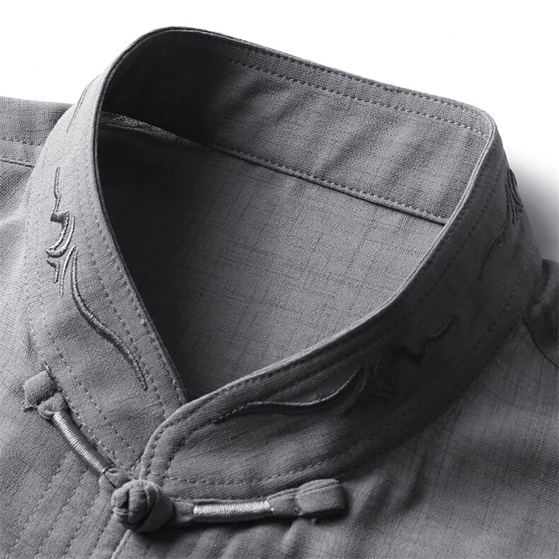 中老年棉麻套装高档唐装太极服中式刺绣立领短袖风时尚男夏装,男装中老年男装,钱塘723