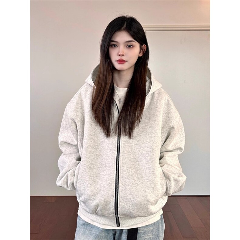 连帽卫衣外套男女春秋情侣重磅美式高街拉链开衫上衣,女装短外套,星座410-6（原星座1304-1）