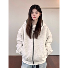 连帽卫衣外套男女春秋情侣重磅美式高街拉链开衫上衣，女装短外套，星座410-6（原星座1304-1）