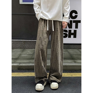 现货2025秋季新款格纹满印休闲裤男阔腿运动长裤子-A2203TP33控58