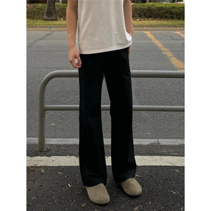 黑色弯刀西裤男款夏季直筒修身显瘦裤子高级感小众质感微喇休闲裤图片
