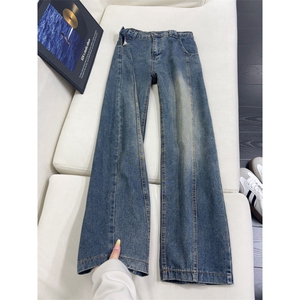B221美式ins高街暗黑宽松直筒弯刀牛仔裤 LK25597-特P38控78图片