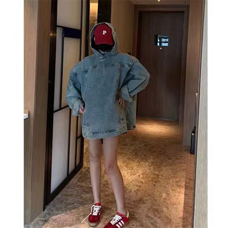 做旧水洗连帽牛仔卫衣男女春季美式复古街头风宽松情侣外套夹克男,男装夹克,星座410-7
