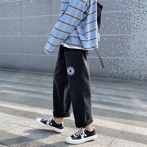 牛仔裤男直筒宽松韩版潮流百搭复古港风潮牌ins男士裤子K91-P40图片