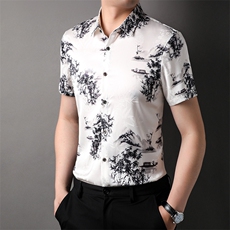 男士2023夏季新款短袖衬衫打底衫商务休闲男装ZL81166-P85，男装衬衫，星座1105-3