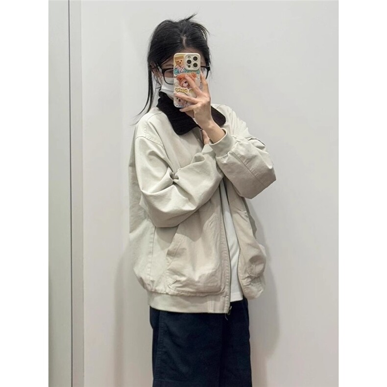 P56网络图JK7789小马丁纯棉双层外套米白色M到2XL,女装短外套,星座506A