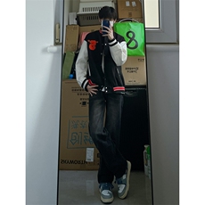 B221美式ins高街小众拉链直筒牛仔裤LK23028-P60控78，男装牛仔裤，电商B221