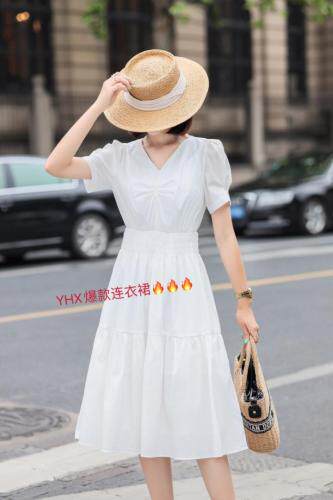 2021夏装新款松紧腰短袖法式轻奢小众炸街今年，女装，与慧辛