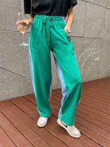 拼接牛仔 个性长裤图片