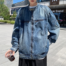 复古水洗做旧牛仔外套男女春秋季设计感慵懒风工装夹克JN1232-P78，男装工装外套，星座302B-2