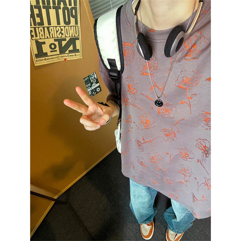 设计感烧花圆领正肩T恤男女夏季大码短袖上衣T3613-特价P30,男装T恤,电商A007