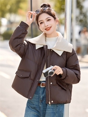 现货2025年冬季新款韩版休闲羽绒服针织拼接保暖羽绒服，女装羽绒服，悦祺