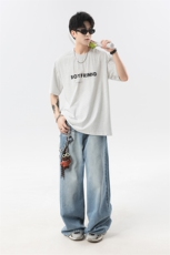 重磅烧花硅胶印花美式高街冰丝短袖T恤B386-DB82-批38-控58，男装T恤，电商B386