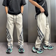 秋休闲裤潮流条纹百搭卫裤男直筒宽松抽绳运动阔腿裤MKK03P47，男装休闲裤，星座1013-5