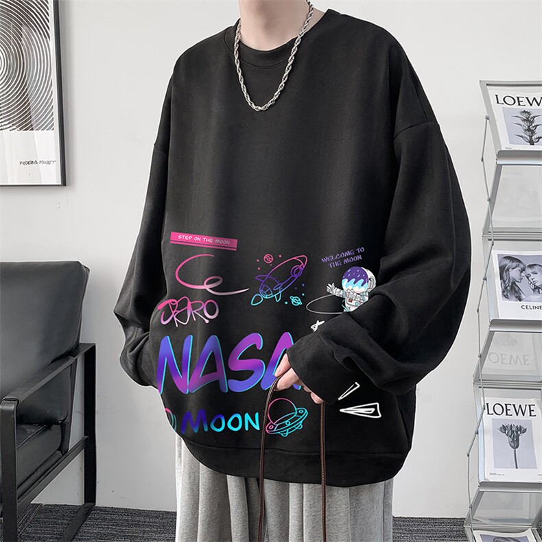 NASA联名同款麂皮绒卫衣男大码重磅长袖t恤男JW81186-P35,男装卫衣,电商A040