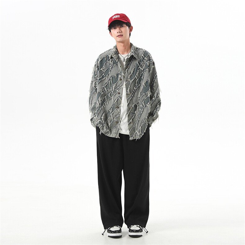 欧美街头高街猫须毛边破坏做旧重工牛仔夹克薄外套男秋JK1082-P70,男装夹克,星座1103-3